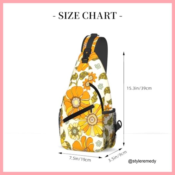 Retro Floral Sling Backpack Daypack Adjustable Strap 15.3\